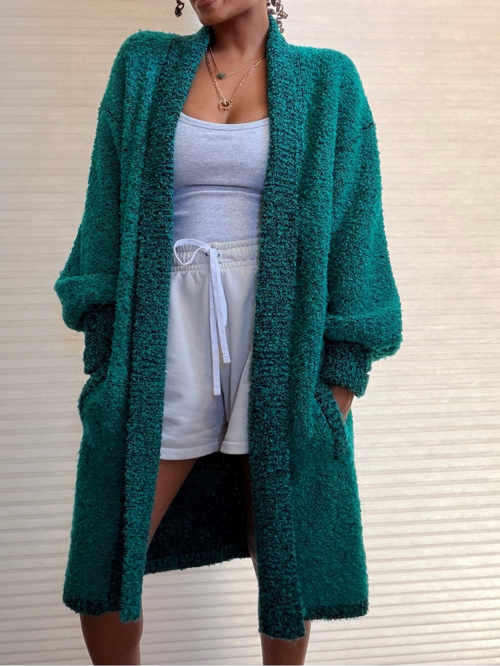 Vintage Side Effects Emerald Green Bouclé  Cardigan